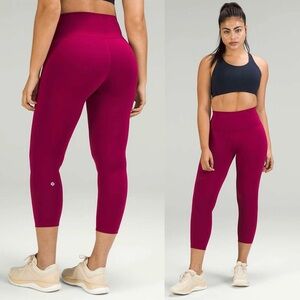 Lululemon Wunder Train Contour Fit High-Rise Crop Leggings 23" Pomegranate Sz 8